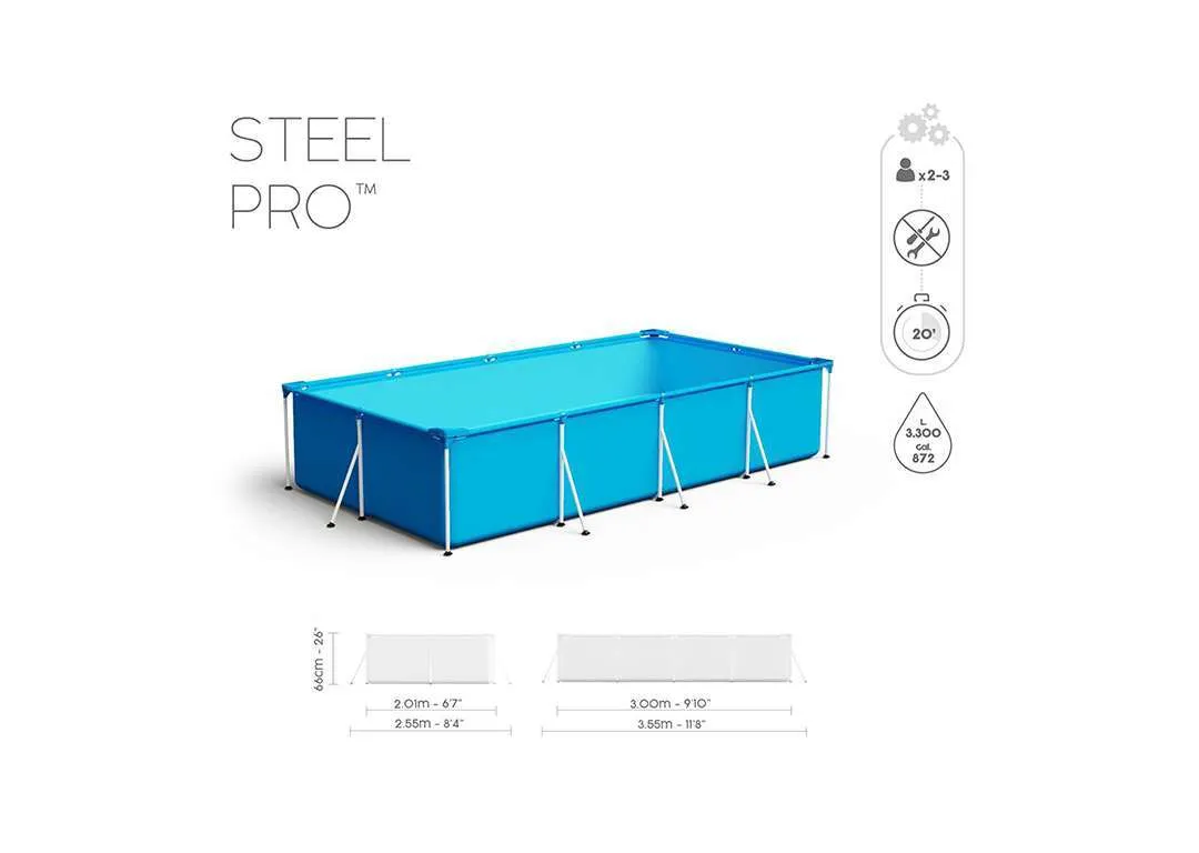 Piscine Hors Sol Rectangle Steel Pro 300 x 201 x 66 cm Avec Pompe De Filtration d'eau BESTWAY | 56411 - الصورة 3