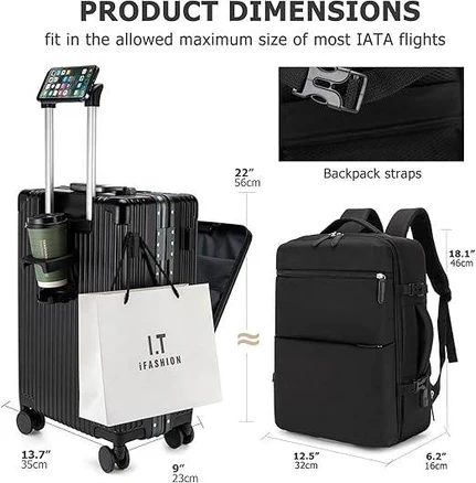 Sac à dos valise spacieux extensible 2 en 1 - الصورة 3