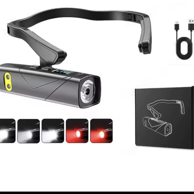 Lampe Frontale LED Rechargeable Montée sur l’Oreille – Lumière Rouge & Capteur de Mouvement